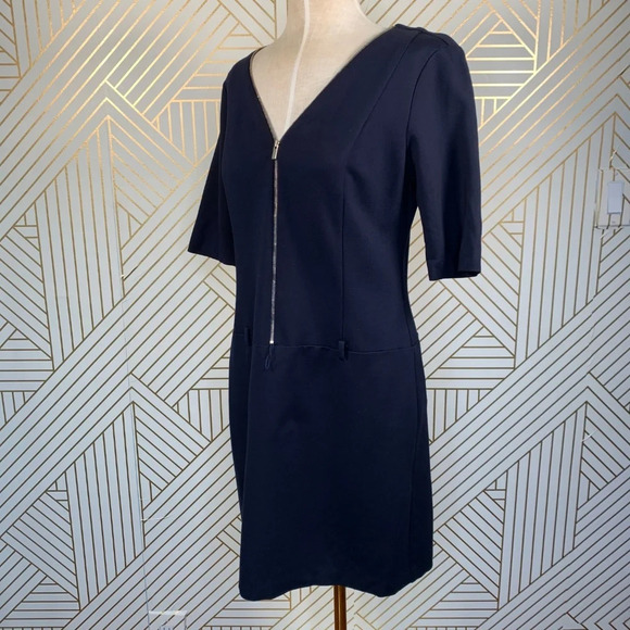 Joseph Ribkoff Navy Blue Zip Front‎ Ponte Dress - Picture 4 of 8